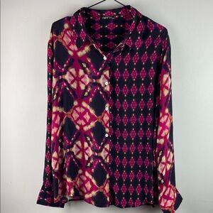 APNY Button-Up Artsy Blouse Size XL